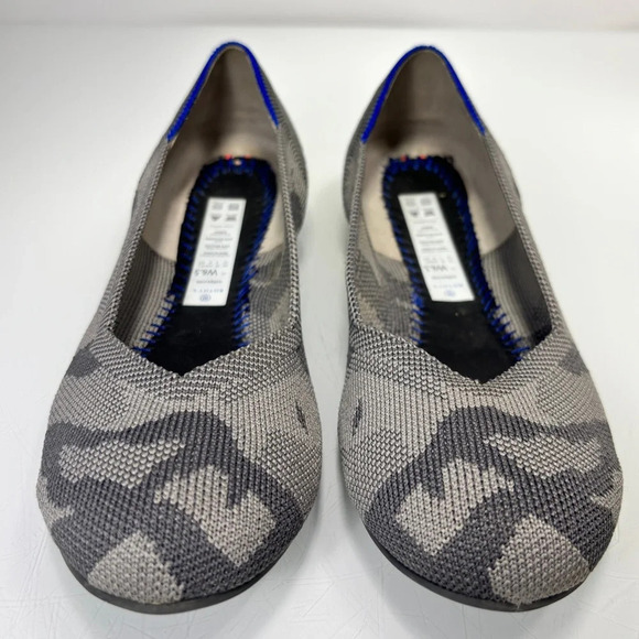 Rothy’s Round Toe Gray Camo Neon Heel Stripe Flats Retired Rare Size 6.5 - Picture 4 of 13